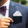 Pocket Square Pouch Holder Set for Men's suits with a Plain Stylish White Square handkerchief