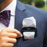 Pocket Square Holder Set for Gentlemen's Suits with Stylish Plain White Square Handkerchief