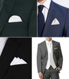 Pocket Square Holder Set for Gentlemen's Suits with Stylish Plain White Square Handkerchief